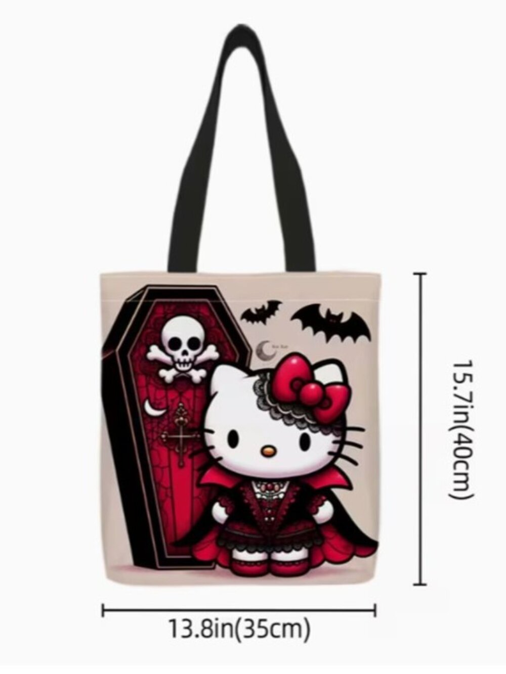 HELLO KITTY “Cute Lil’ Dracula” Goth Shopping Tote Bag (BRAND-NEW & SO CUTE!) - Picture 3 of 5